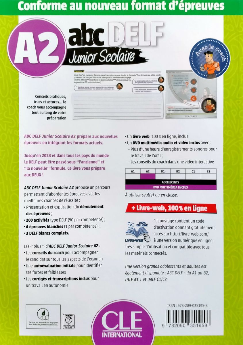 ABC DELF Junior scolaire A2 Livre + DVD + web