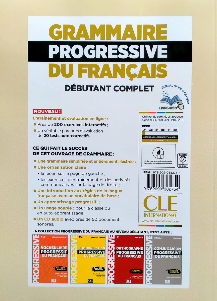 Grammaire Progressive du Francais 2eme edition Debutant Complet A1.1 Livre + CD + web