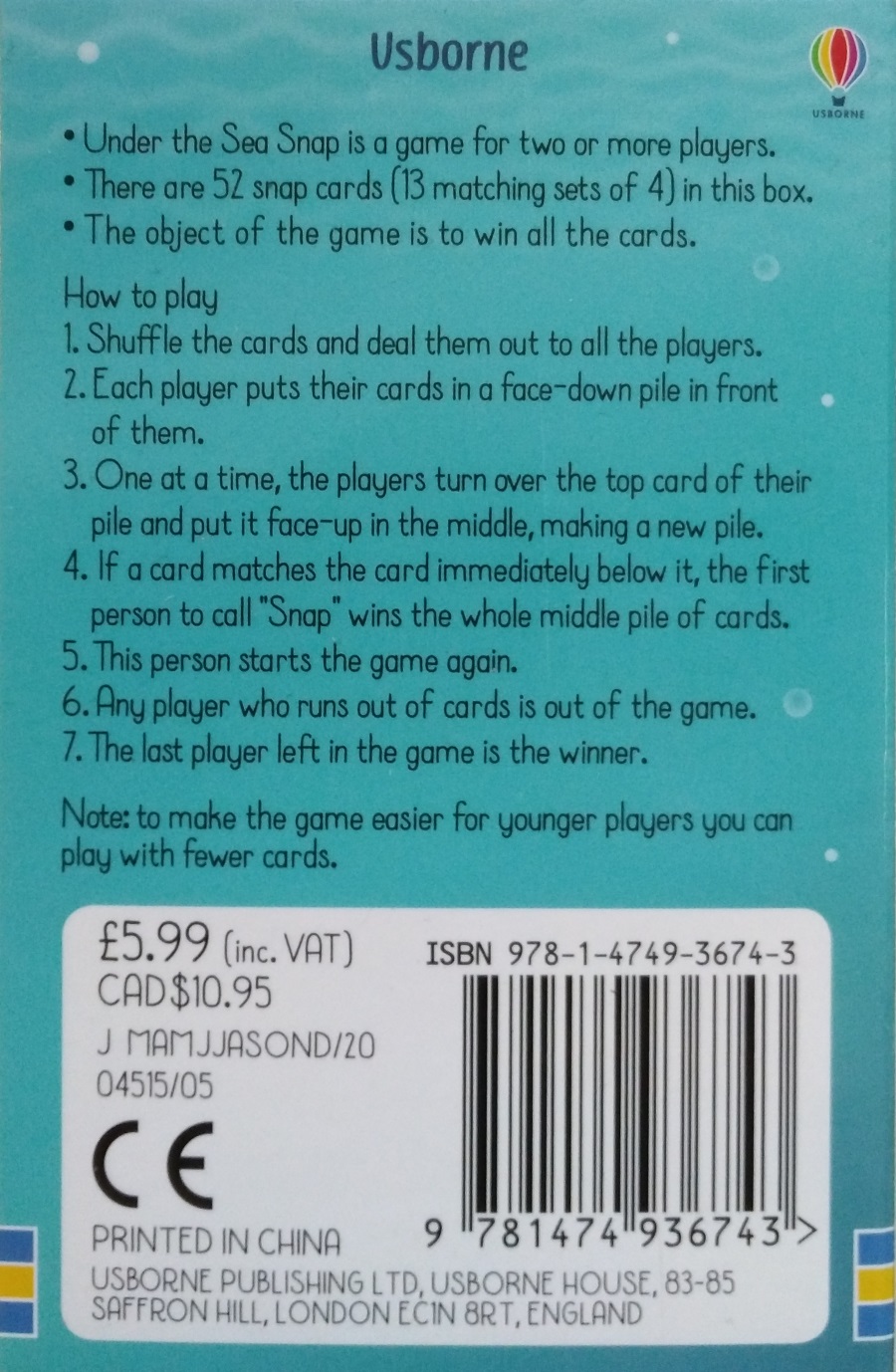 Usborne Under the Sea Snap Cards