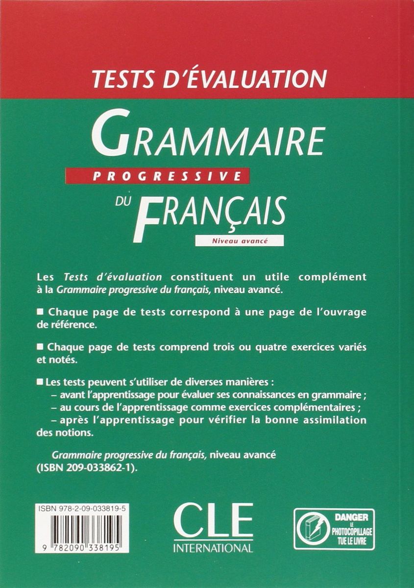 Grammaire Progressive du Francais Avance Test d'evaluation (corriges inclus)