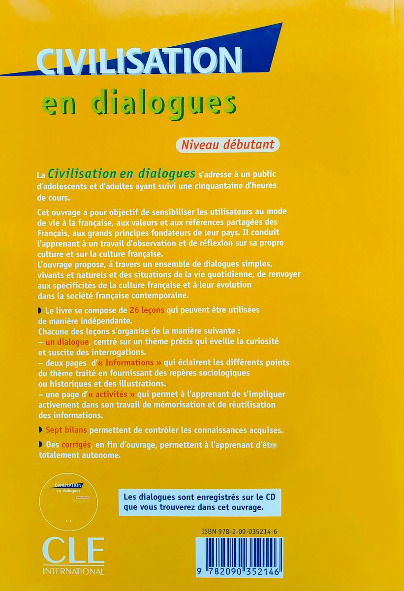 Civilisation en dialogues Debutant Livre + CD audio