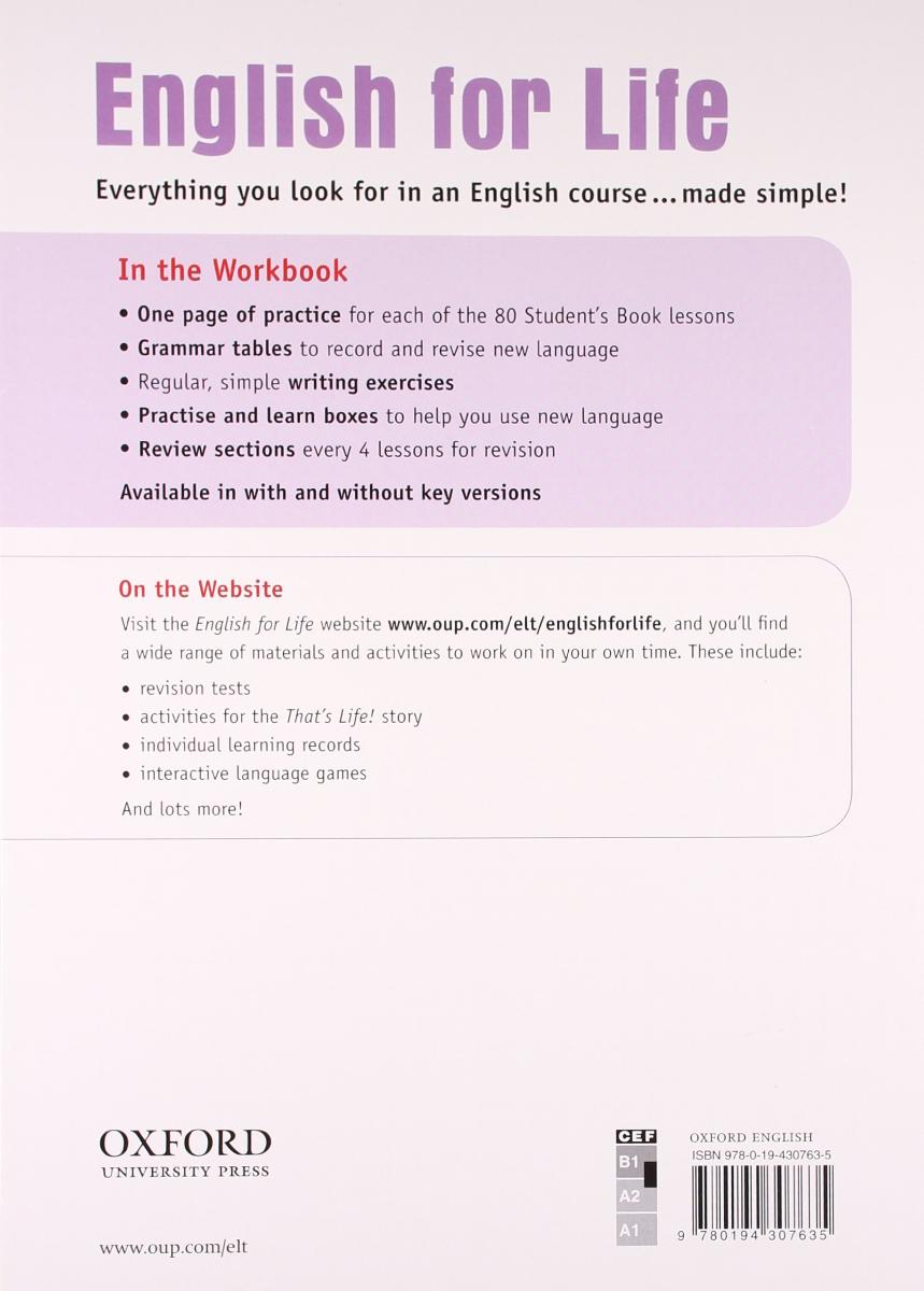 English for Life Pre-Intermediate Workbook with Key купить недорого в  интернет-магазине - RELOD | ISBN 9780194307635