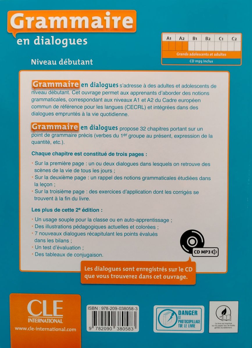 Grammaire en dialogues 2eme edition Debutant A1-A2 Livre + CD