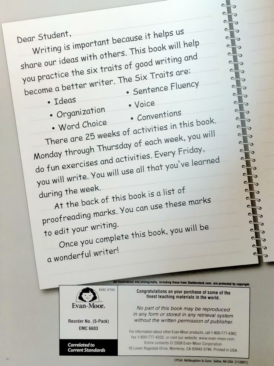 Daily 6-Trait Writing Grade 3 Student Workbook
