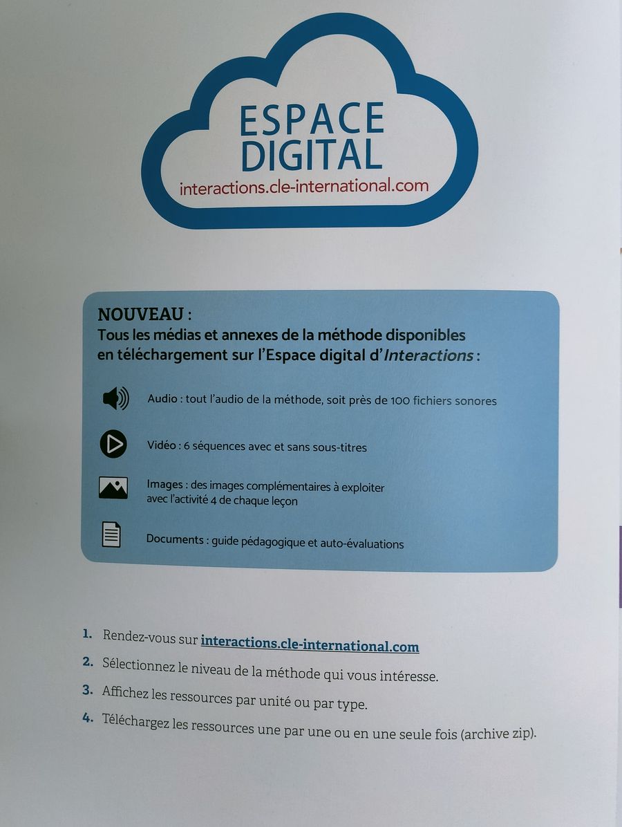 Interactions 2eme edition 2 A1.2 Livre de l’eleve + Audio telechargeable en ligne