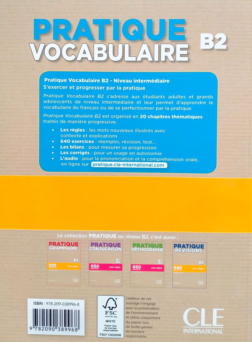 Pratique Vocabulaire B2 640 Exercices Livre + Corriges + Audio en ligne