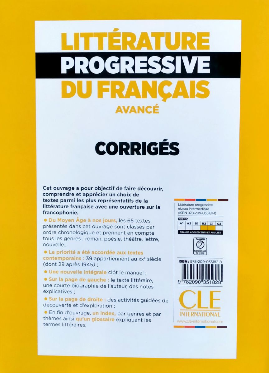 Litterature Progressive du Francais Avance B2-C1 Corriges (Ответы)