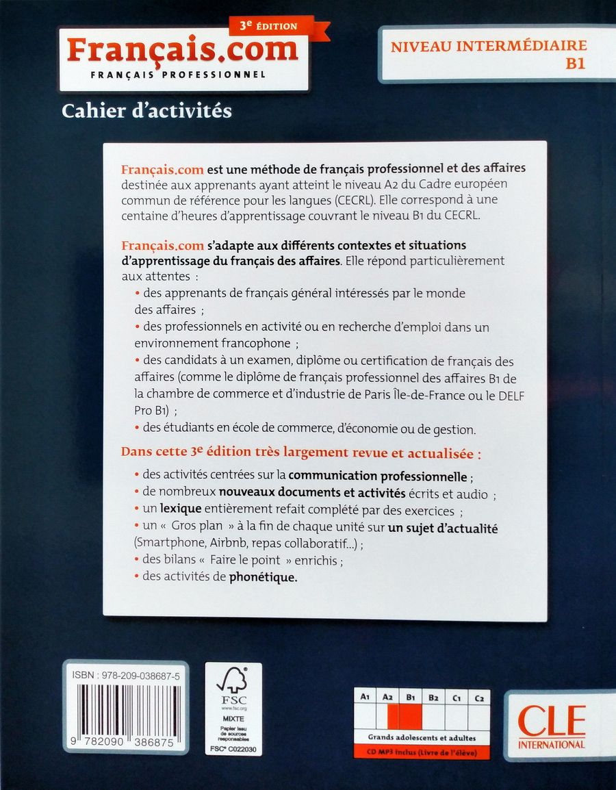 Francais.com Intermediaire B1 3eme edition Cahier d'exercices