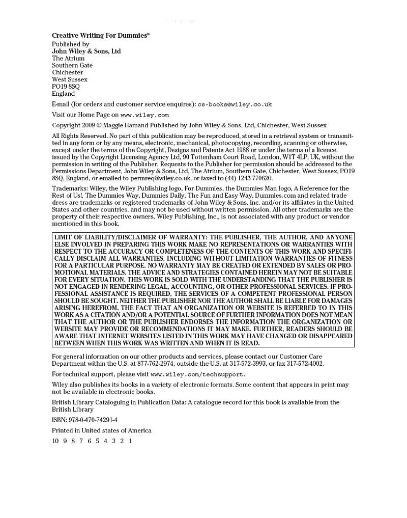 Creative Writing For Dummies