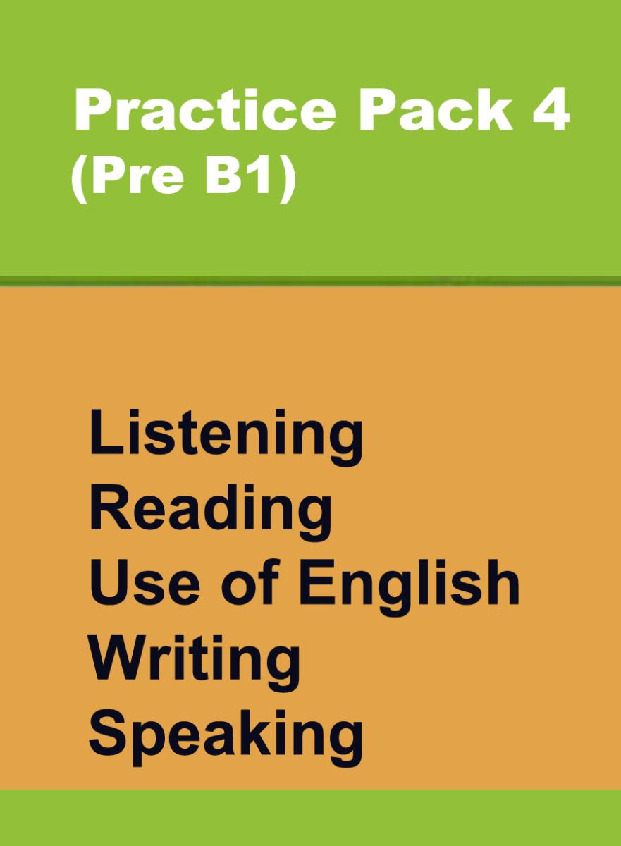 Сборник онлайн-тестов по английскому языку Practice Pack 4 (Pre B1) Listening, Reading, Use of English, Writing, Speaking