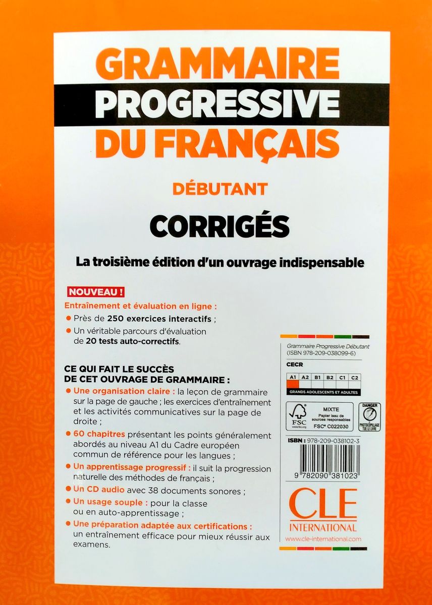 Grammaire Progressive du Francais 3eme edition Debutant A1 Corriges (ответы)