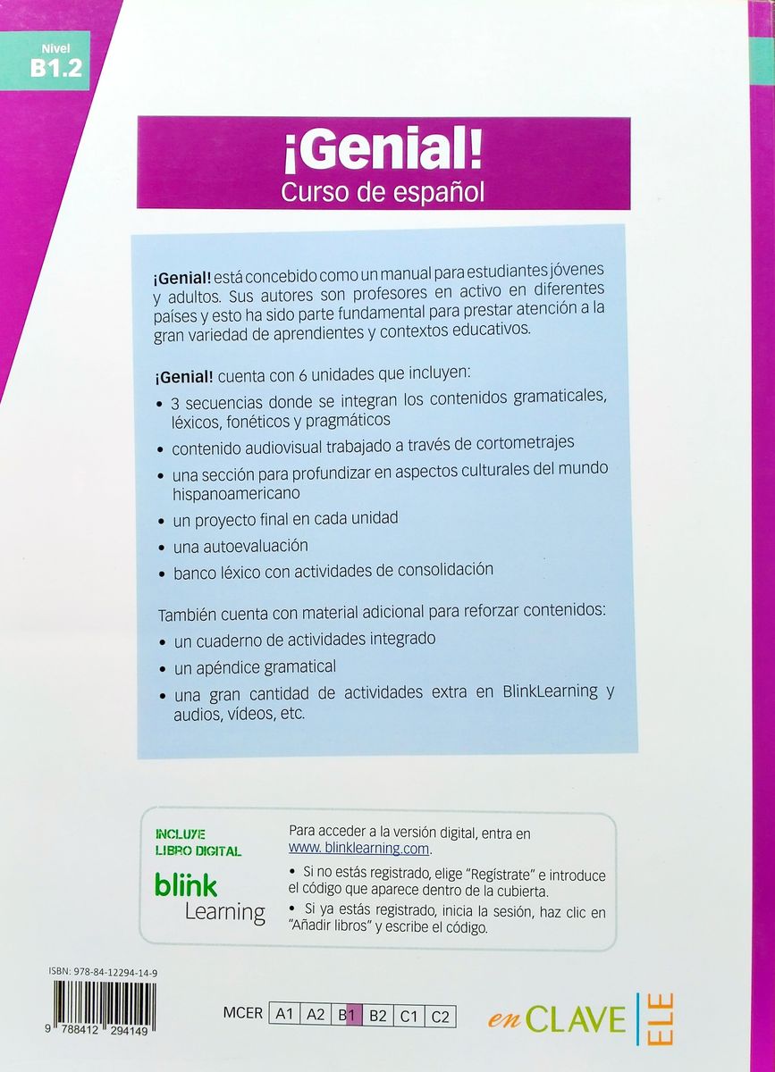 Genial B1.2 Curso de espanol + Cuaderno + audio descargable