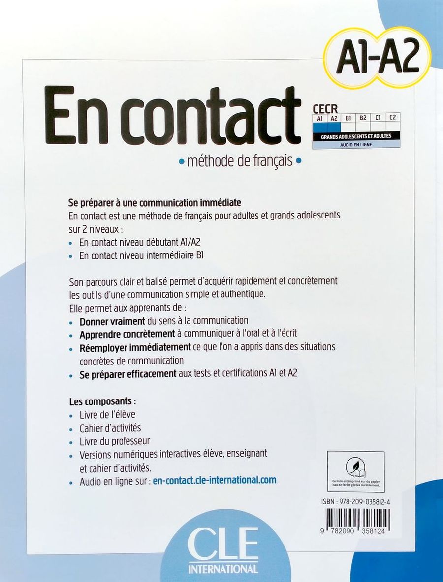 En contact A1-A2 Livre de l'eleve + audio telechargeable