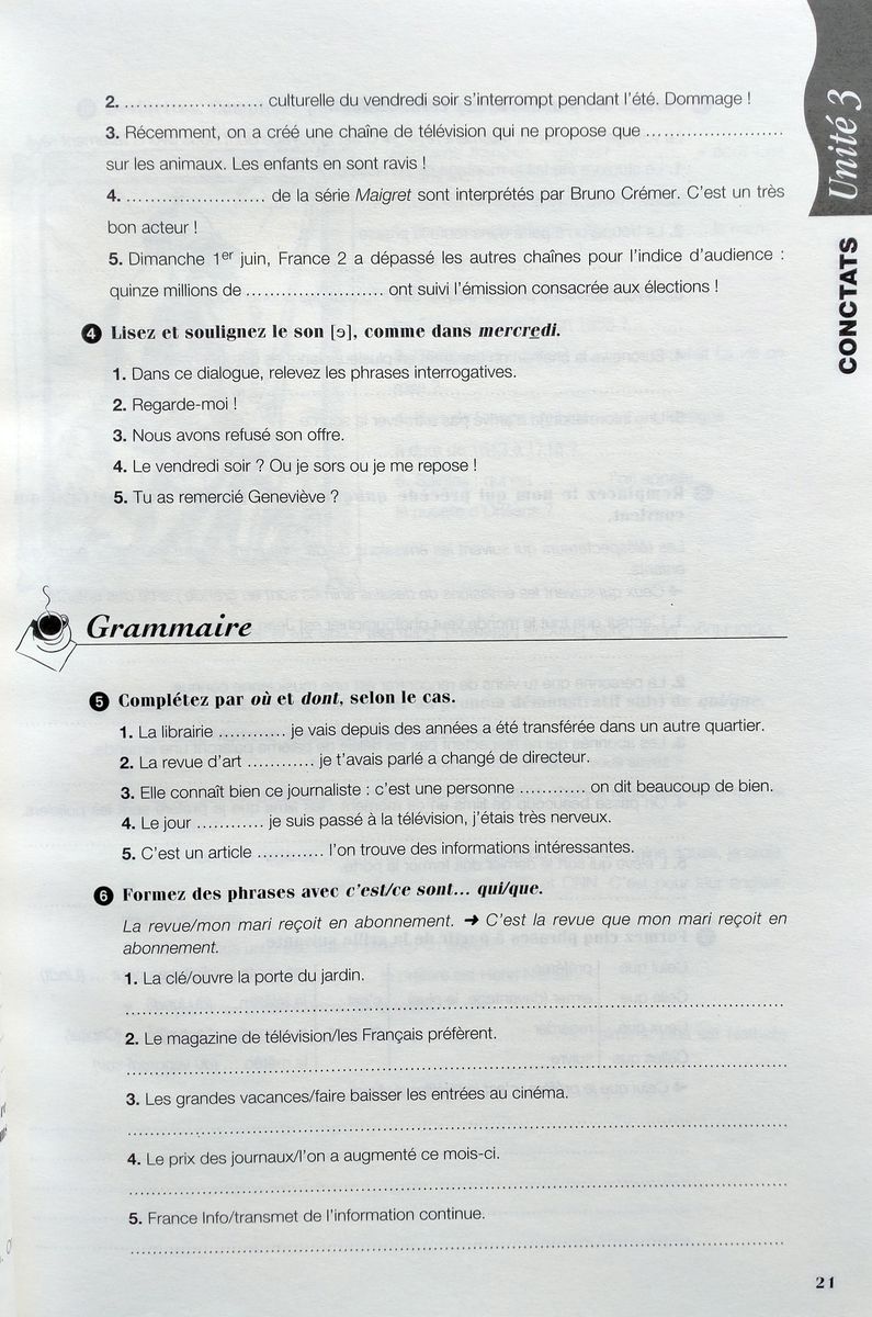 Cafe Creme 2 Cahier d'Exercices