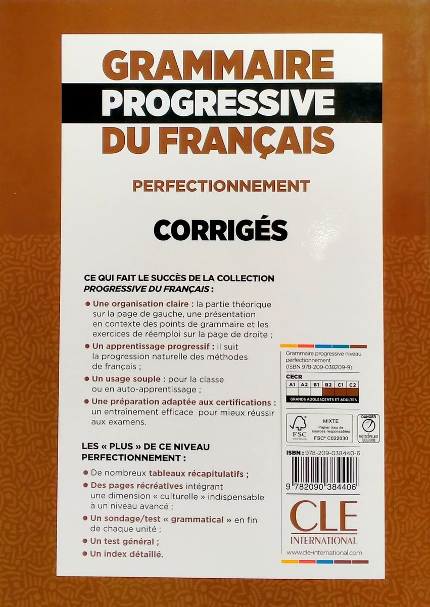 Grammaire Progressive du Francais Perfectionnement B2-C2 Corriges (ответы)  купить недорого в интернет-магазине - RELOD | ISBN 9782090384406