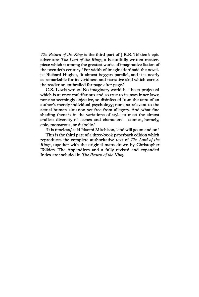 The Lord of the Rings Book 3 The Return of the King