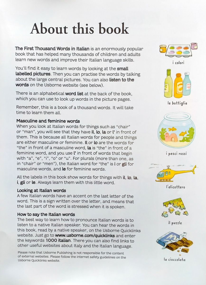 The Usborne First Thousand Words in Italian
