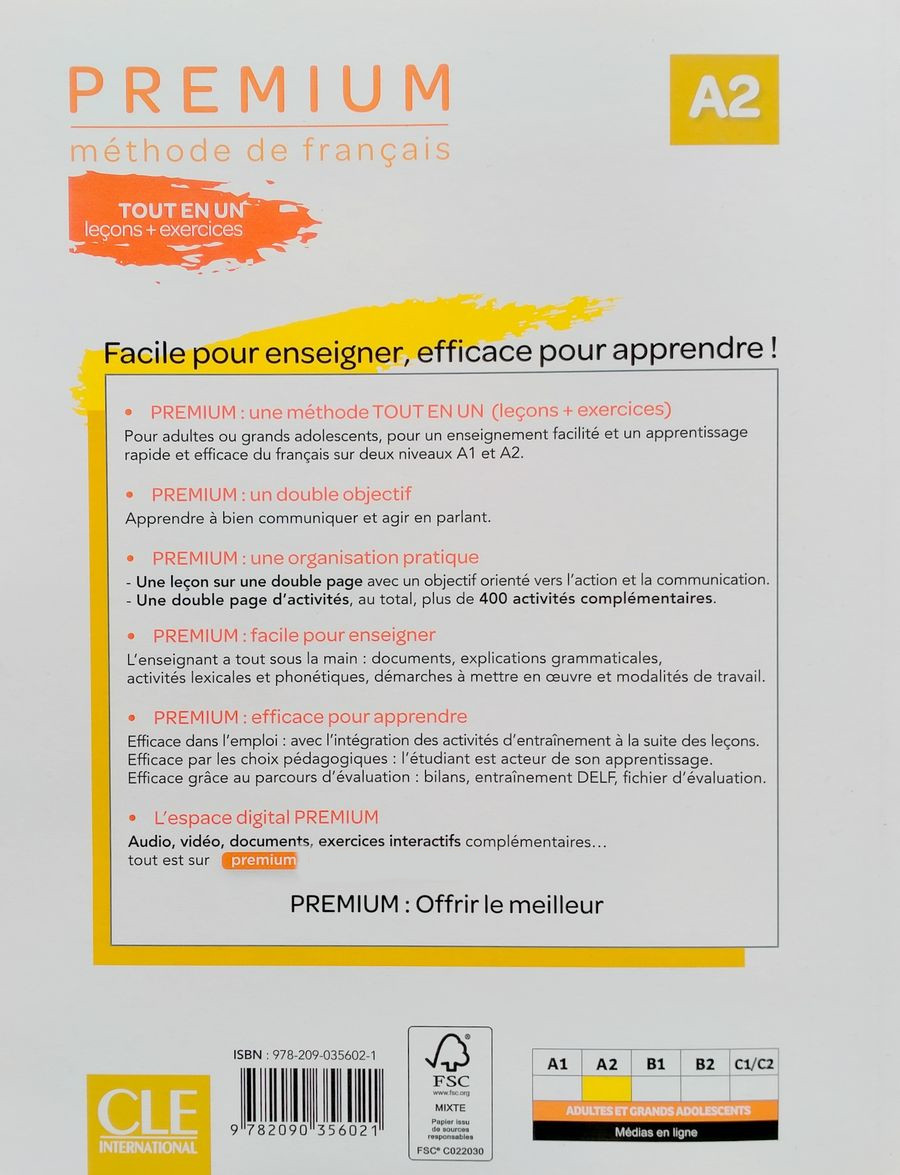 Premium A2 Livre de l'eleve + Cahier d'activites + Audio telechargeable en ligne