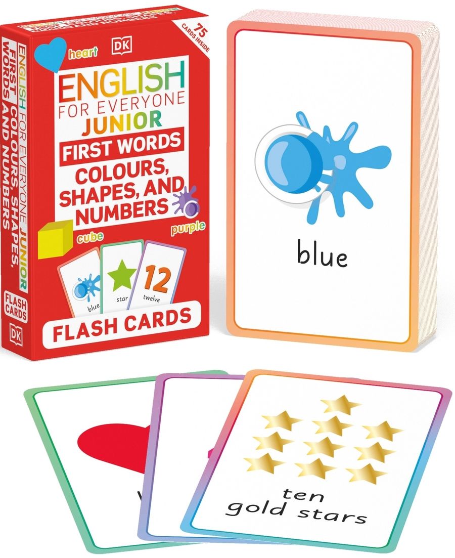 English for Everyone Junior First Words Colours, Shapes, and Numbers Flash Cards
