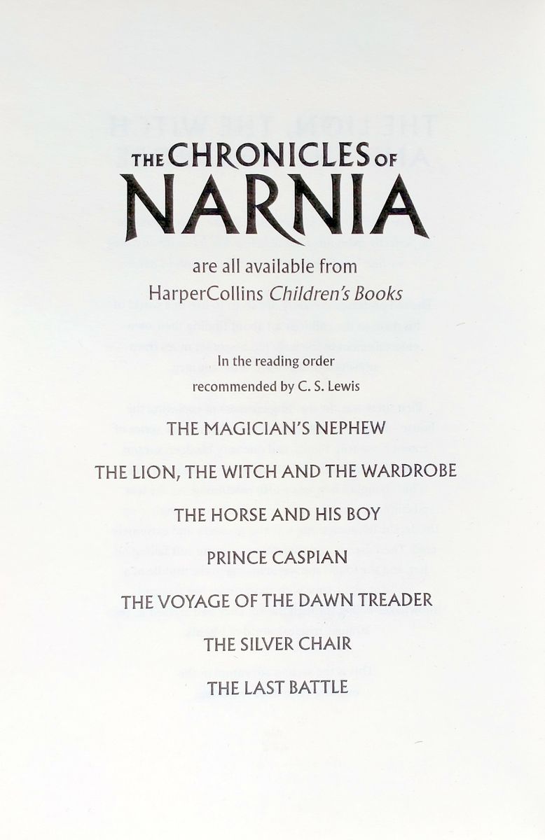 The Chronicles of Narnia Book 2 The Lion, the Witch and the Wardrobe