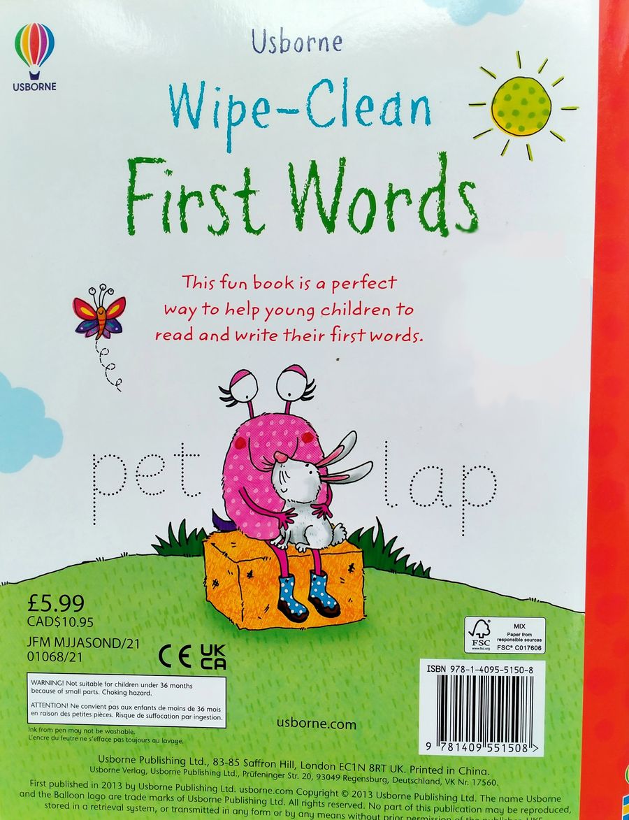 Usborne Wipe-Clean First Words