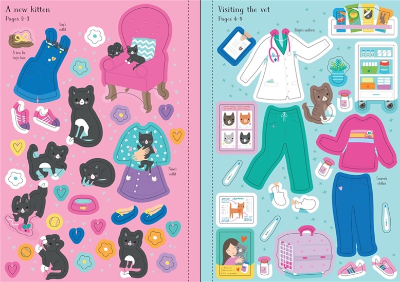 Usborne Sticker Dolly Dressing Puppies and Kittens