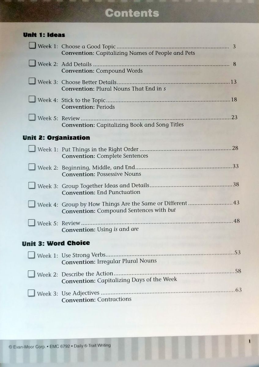 Daily 6-Trait Writing Grade 2 Student Workbook