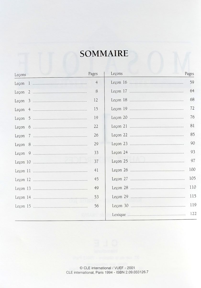 Mosaique niveau 1 Cahier d'exercices