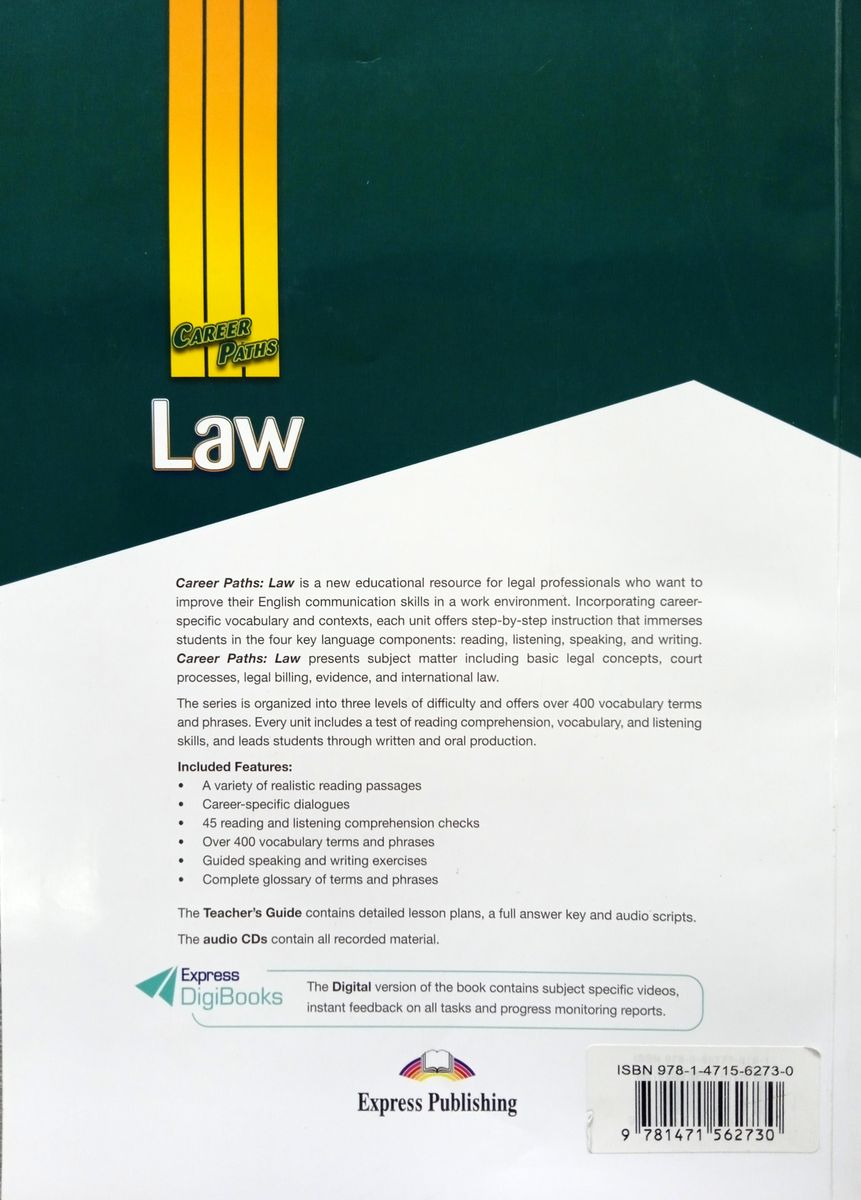 Career Paths Law Teacher's Guide, Student's Book with Digibook and Online Audio