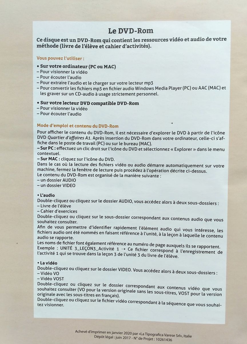 Quartier d'affaires A1 Livre + DVD-ROM