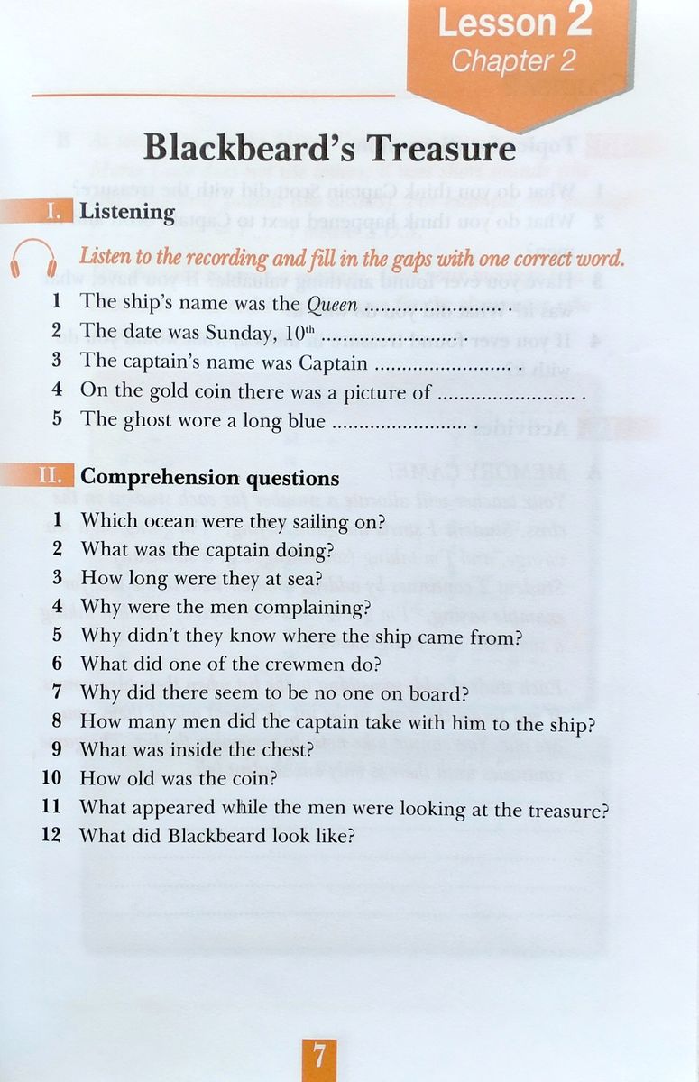 Graded Readers 1 Blackbeard's Treasure Activity Book