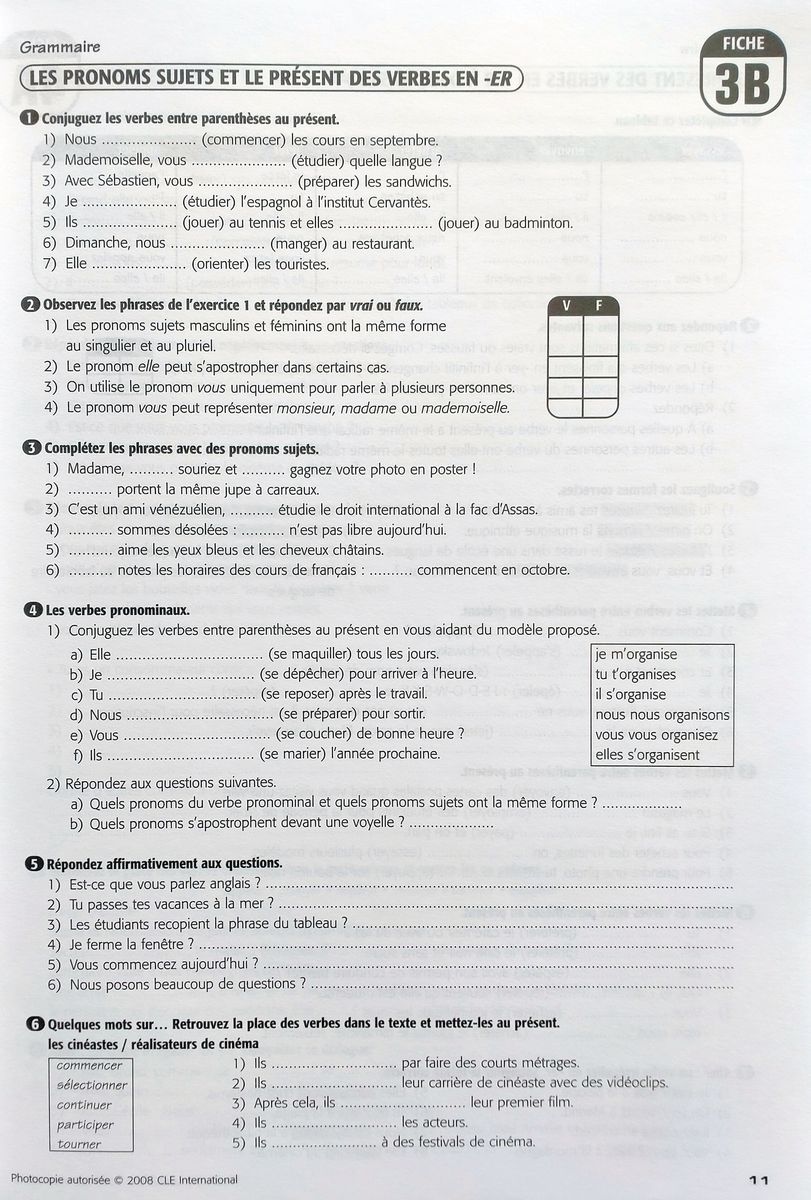 Tout va bien! 1 Fichier complementaire de grammaire et de communication
