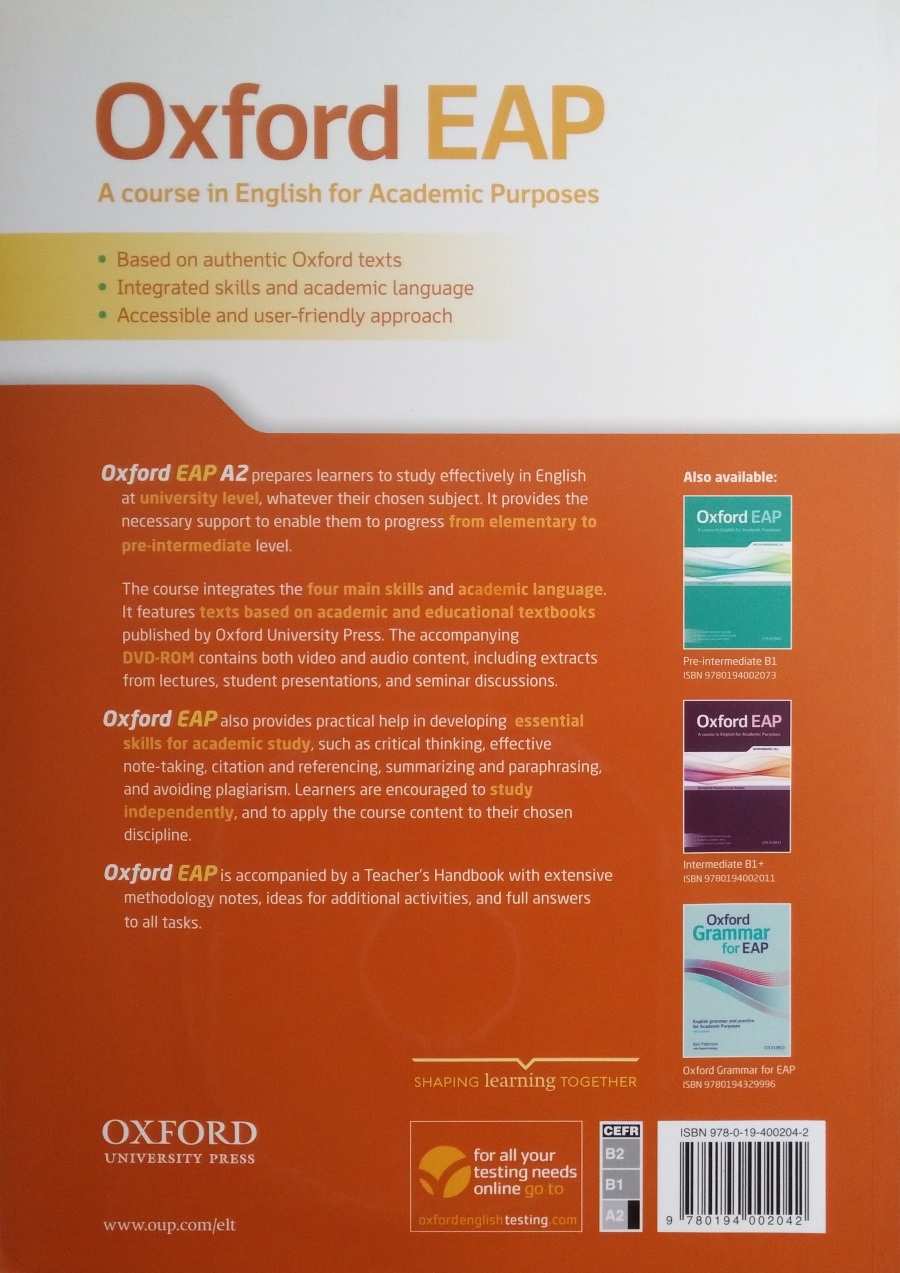 Oxford EAP A2 Student Book and DVD-ROM