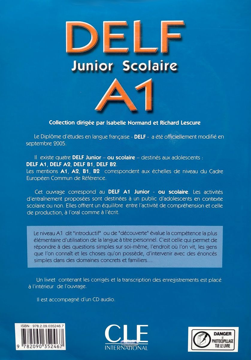 DELF A1 Junior et Scolaire 150 activites Livre + CD Audio