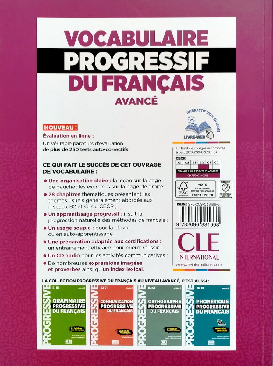 Vocabulaire Progressif du Francais 3eme edition Avance B2-C1.1 Livre + CD + web