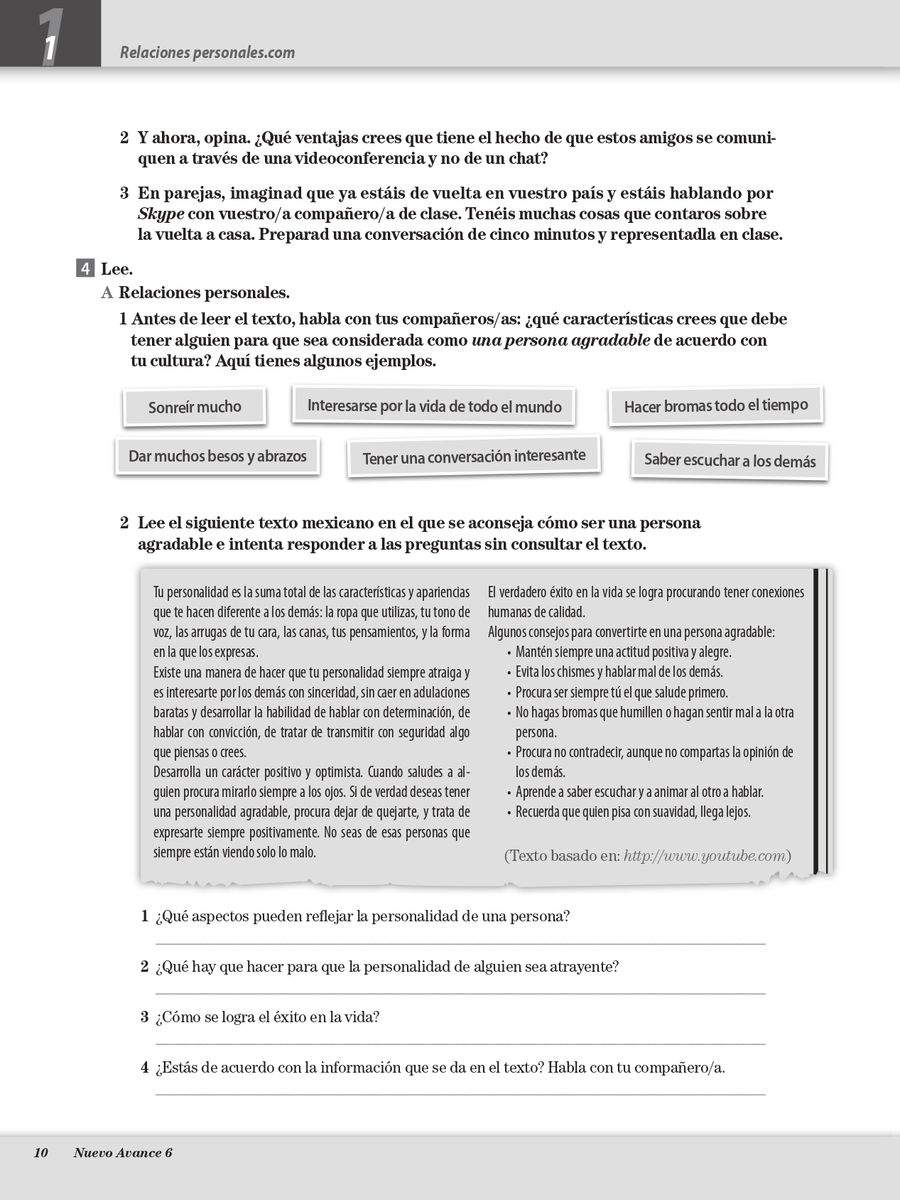 Nuevo Avance 6 Cuaderno de ejercicios + CD