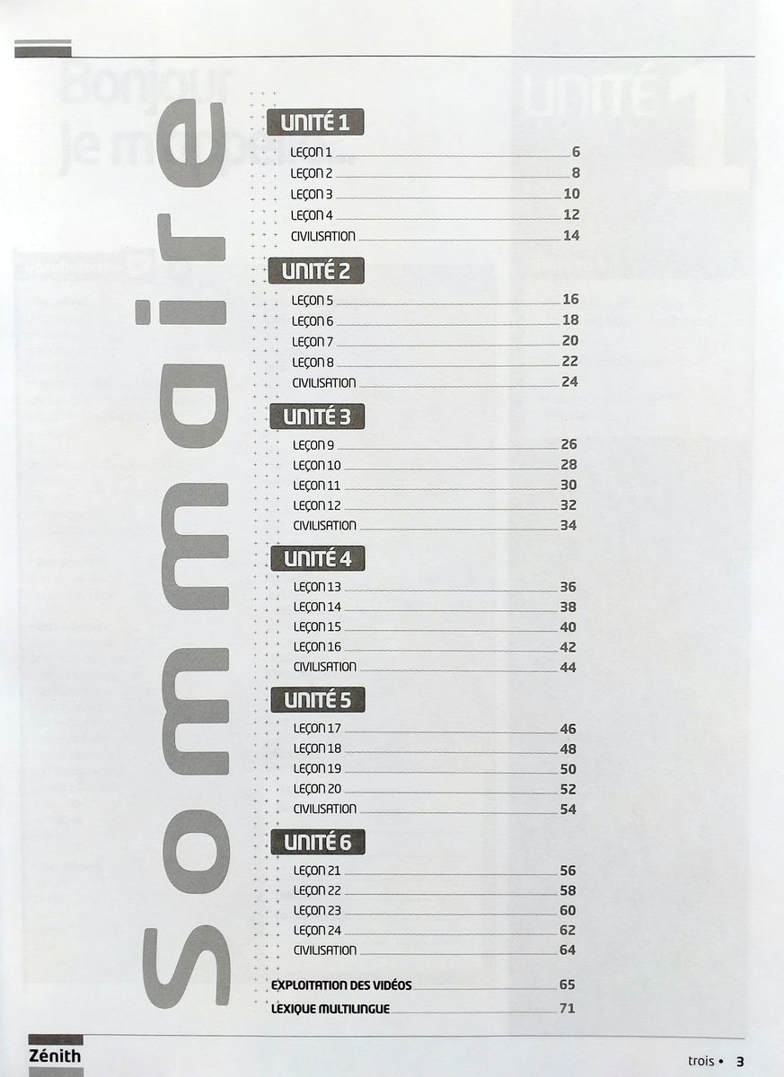 Zenith 1 Cahier d'exercices