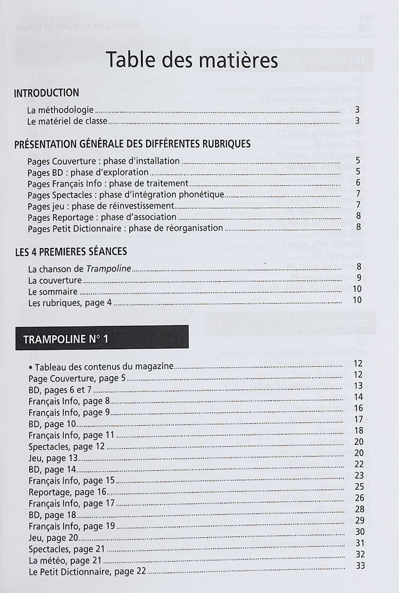 Trampoline 1 Guide de classe