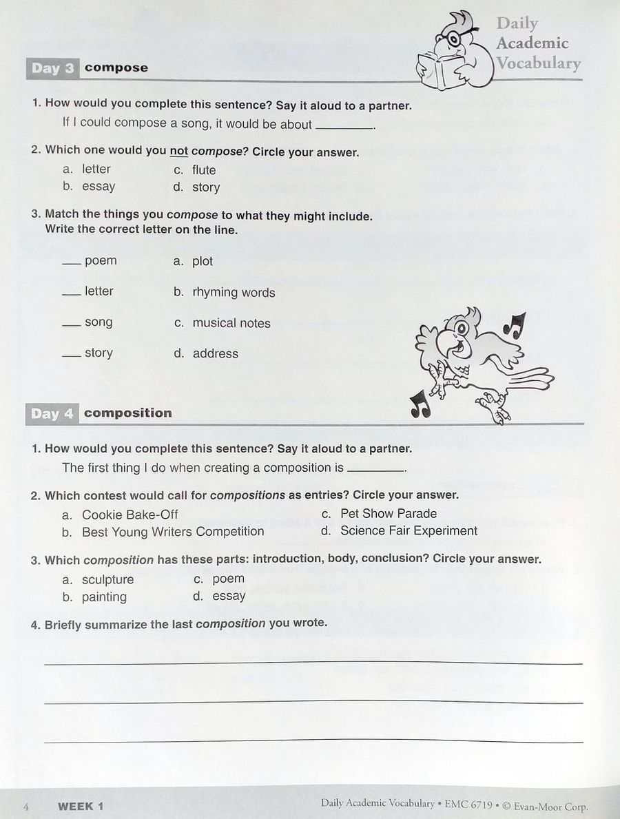 Daily Academic Vocabulary Grade 4 Student Workbook
