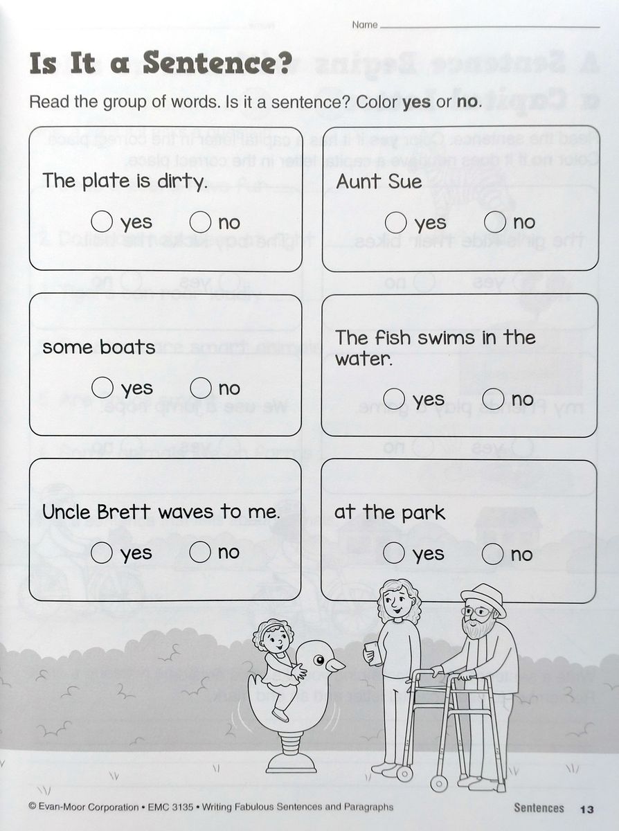 Writing Fabulous Sentences & Paragraphs Grades 1-3
