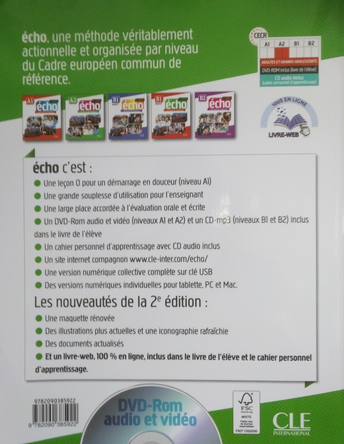 Echo 2eme edition A2 Livre + DVD-ROM + Livre-web
