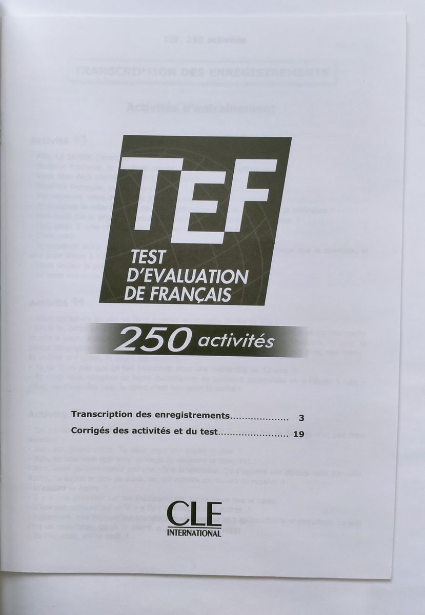 TEF Test d'Evaluation de Francais 250 activites Livre