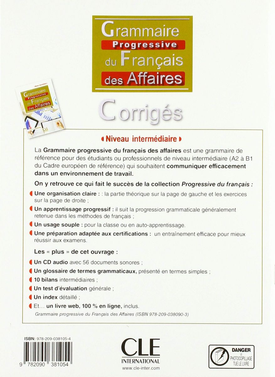 Grammaire Progressive du Francais des Affaires Intermediaire Corriges (ответы)