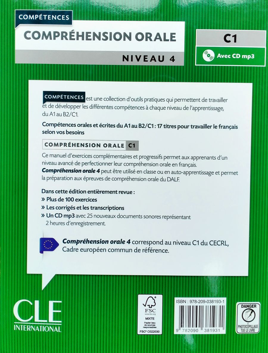 Comprehension orale 4 C1 Livre + CD Audio
