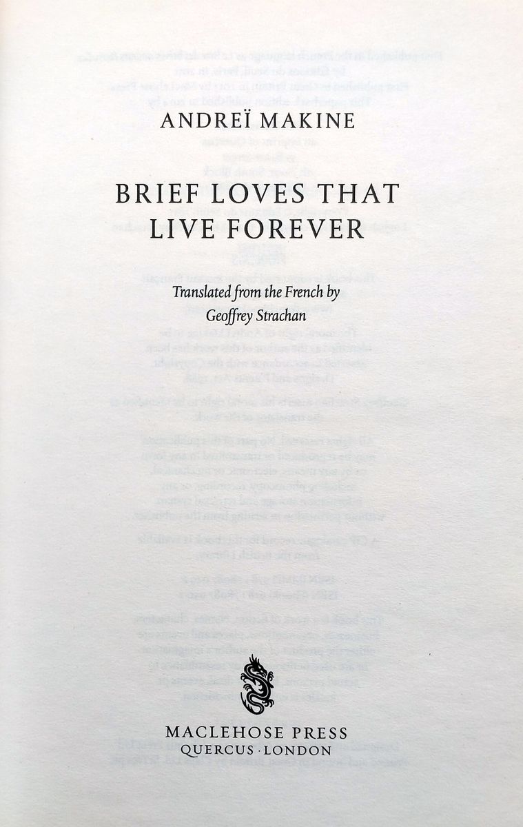 Brief Loves That Live Forever
