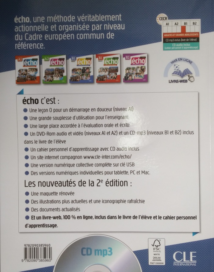 Echo 2eme edition B1.1 Livre + CD + Livre-web