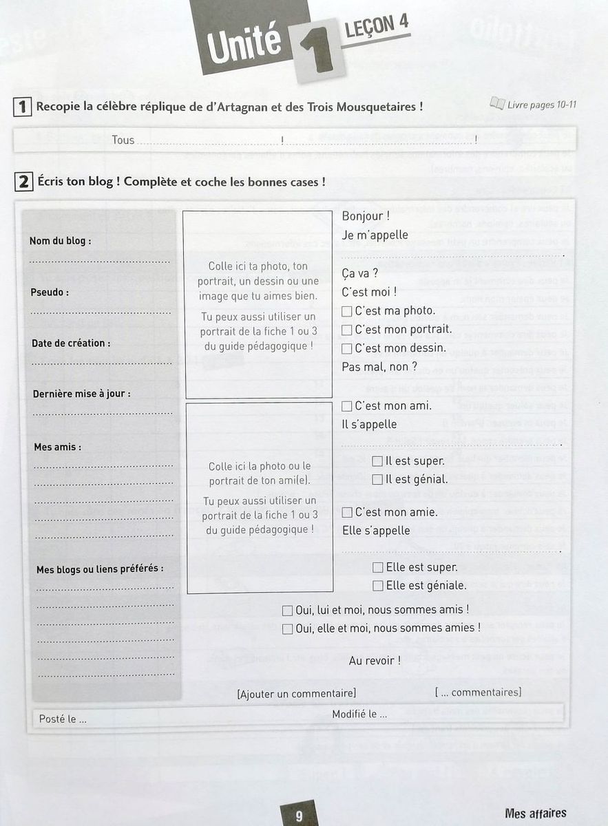 Amis et compagnie 1 Cahier