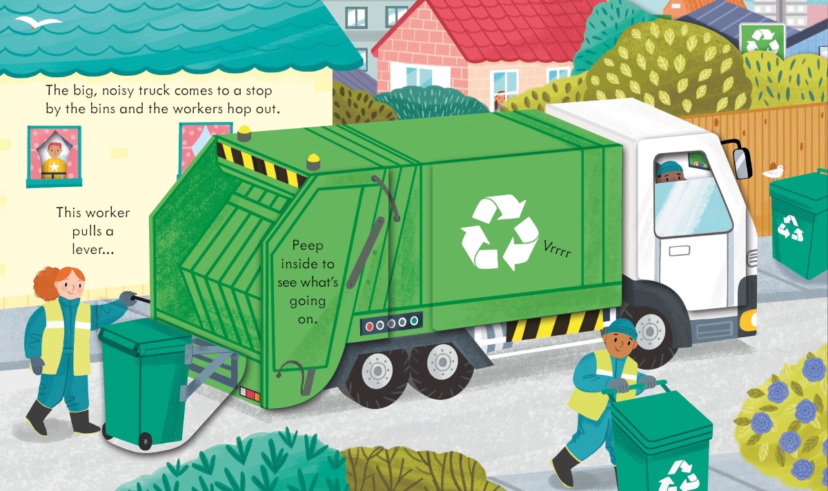 Usborne Peep Inside How a Recycling Truck Works