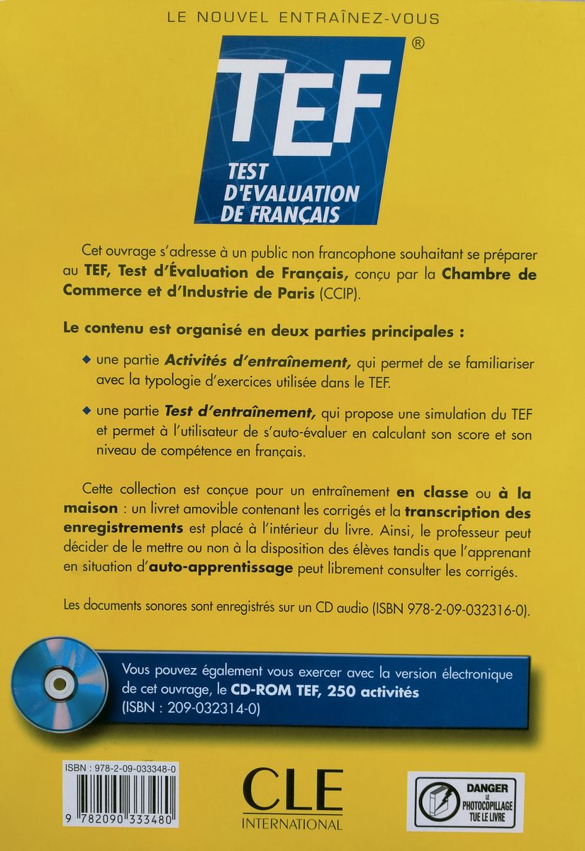 TEF Test d'Evaluation de Francais 250 activites Livre