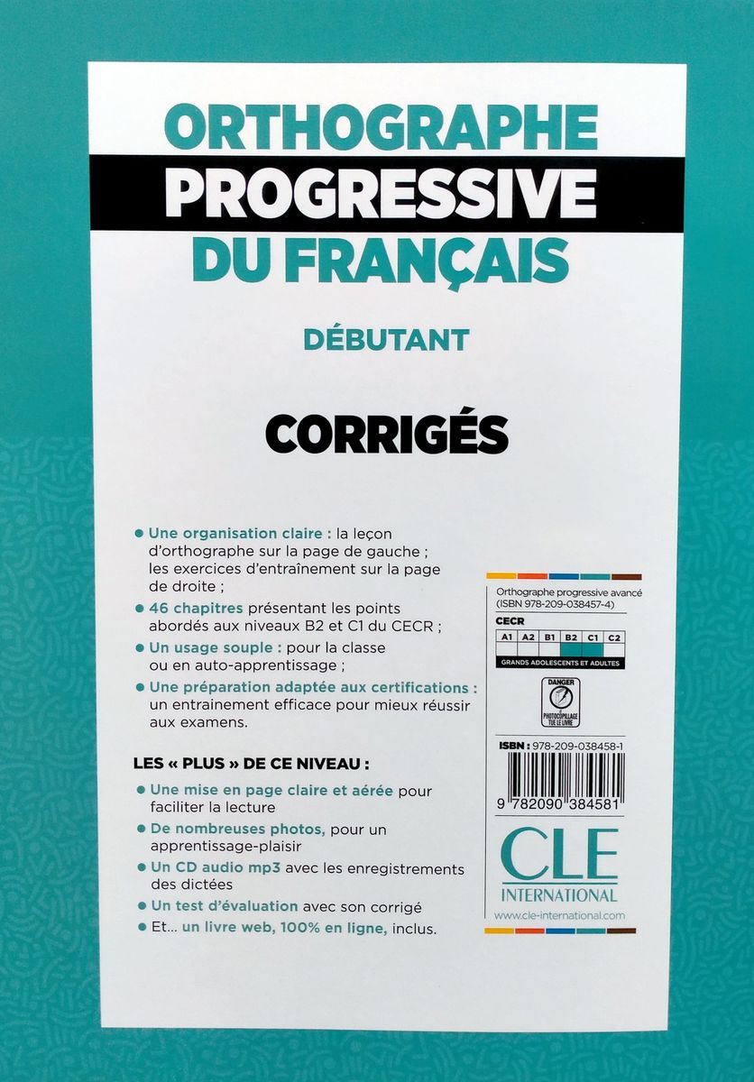 Orthographe Progressive du Francais Avance B2-C1 Corriges (ответы)